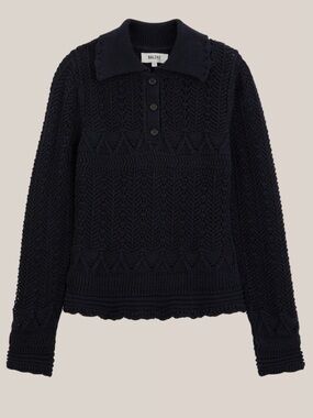 NWT Balzac Paris Gwena navy polo sweater size S